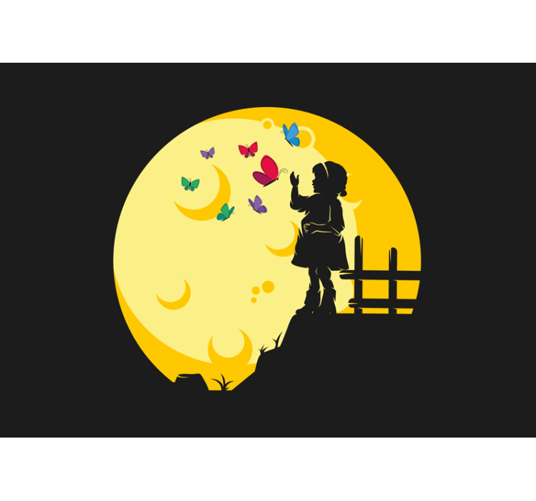 Mural para bebé silueta de niño mariposas - TenVinilo