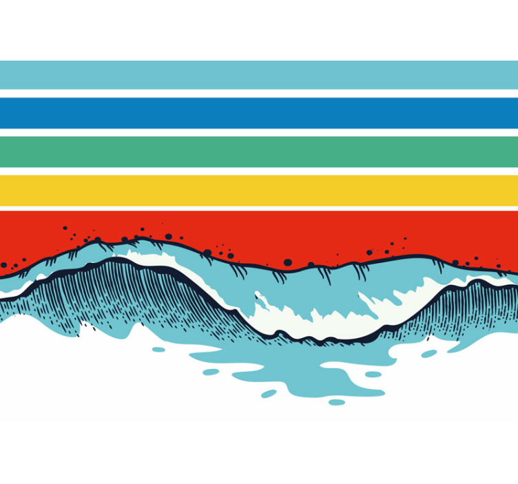 Mural de naturaleza con patrón de olas estilizado - TenVinilo