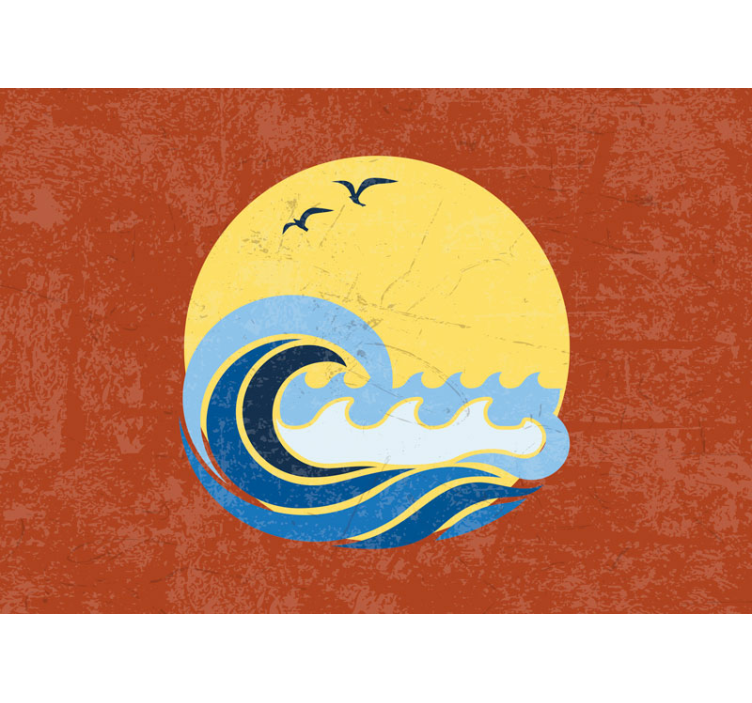 Mural de mar escena de olas al atardecer - TenVinilo