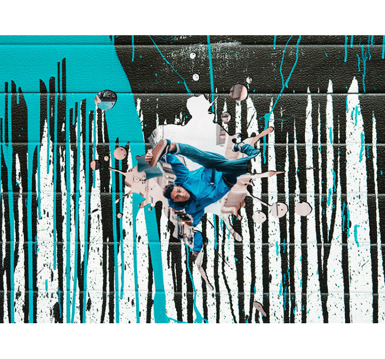 Fotomural graffiti rayas blancas con foto - TenVinilo