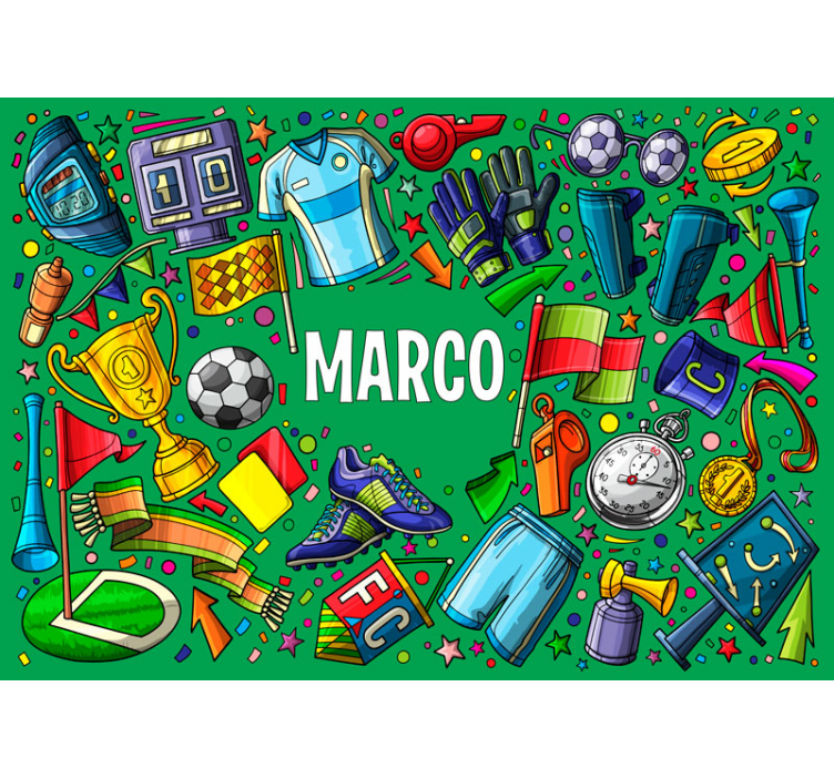 Mural personalizable elementos de deporte - TenVinilo