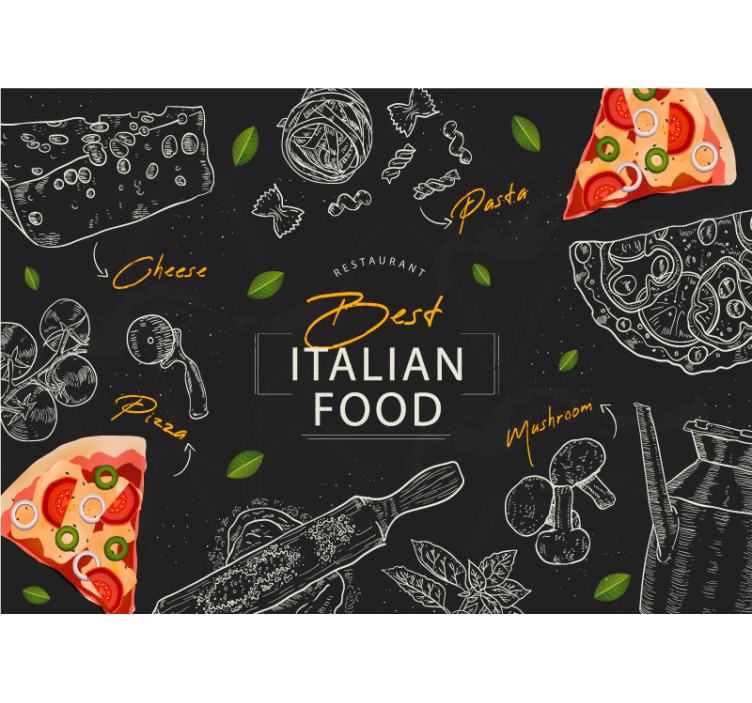 Papel mural para cocina gastronomía italiana - TenVinilo