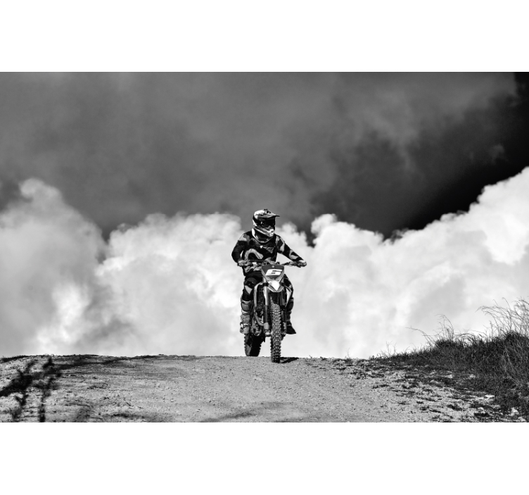 Fotomural motos Motocross blanco y negro humo oscuro wallmural - TenVinilo
