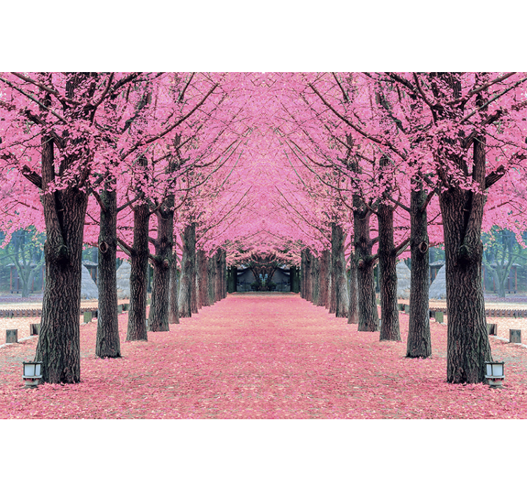 Fotomural 3D árboles rosa primavera - TenVinilo