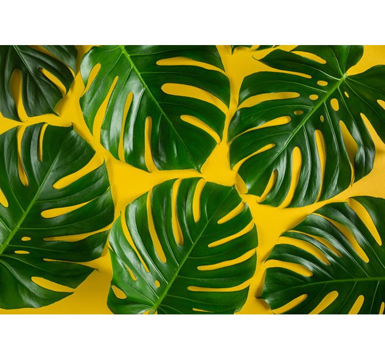 Fotomural flores Monstera verde y amarillo - TenVinilo