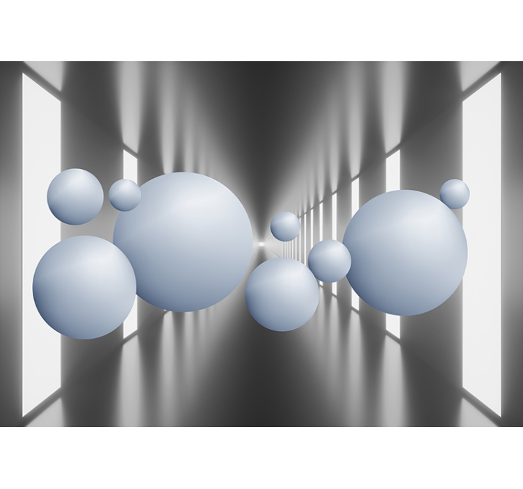 Fotomural 3D disposición de esferas flotantes - TenVinilo