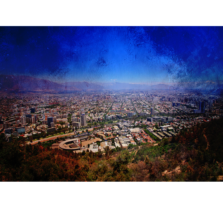 Mural ciudad vista panorámica borrosa - TenVinilo