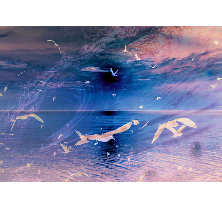 Mural de naturaleza gaviotas al atardecer - TenVinilo