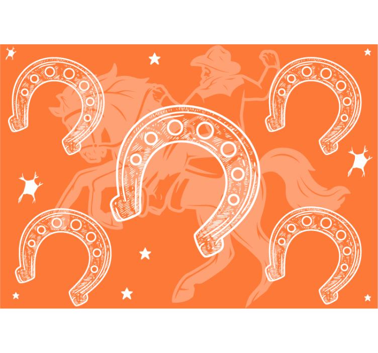 Mural de vehículos escena de rodeo con herradura - TenVinilo