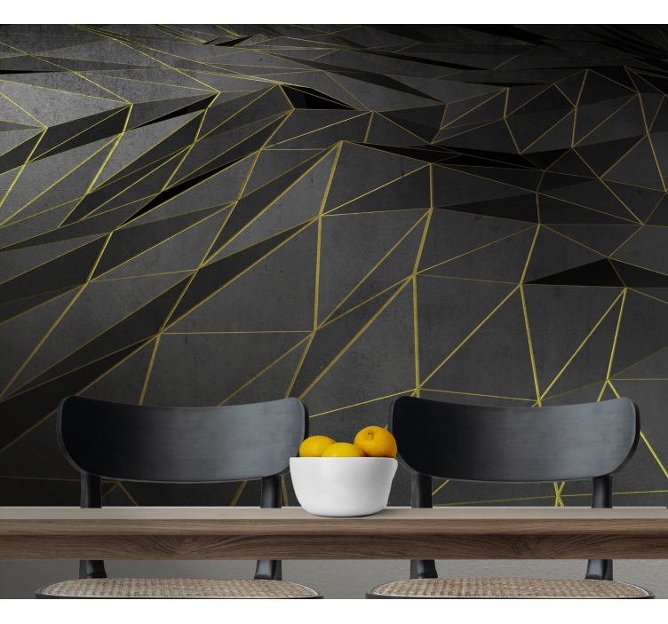 Fotomural 3D Moderno negro y dorado - TenVinilo