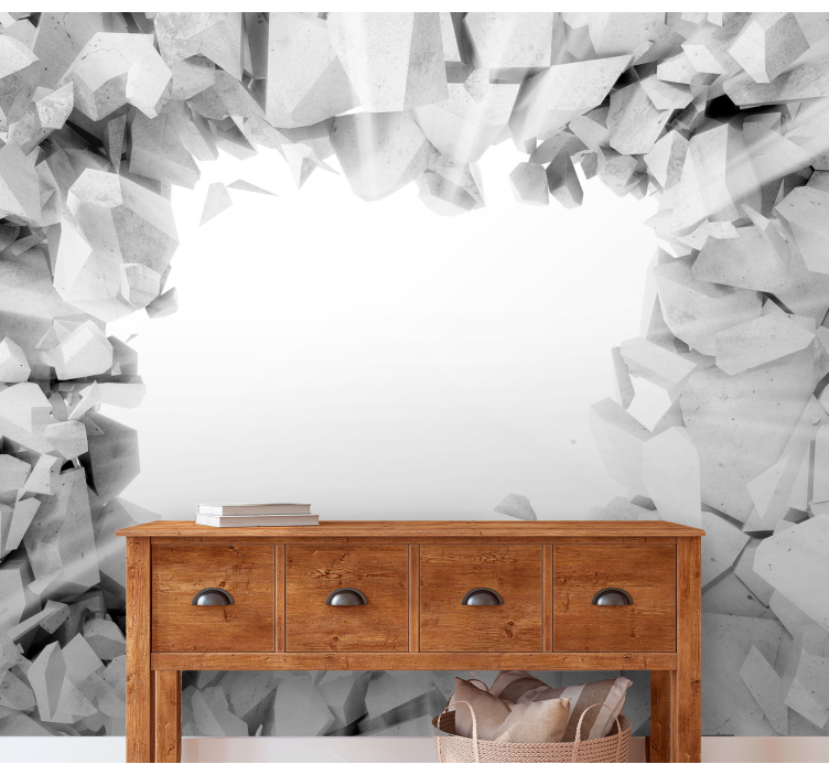 Fotomural 3D textura de hormigón roto - TenVinilo