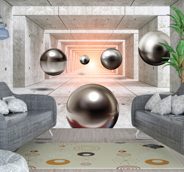 Fotomural 3D tunel con esferas - TenVinilo