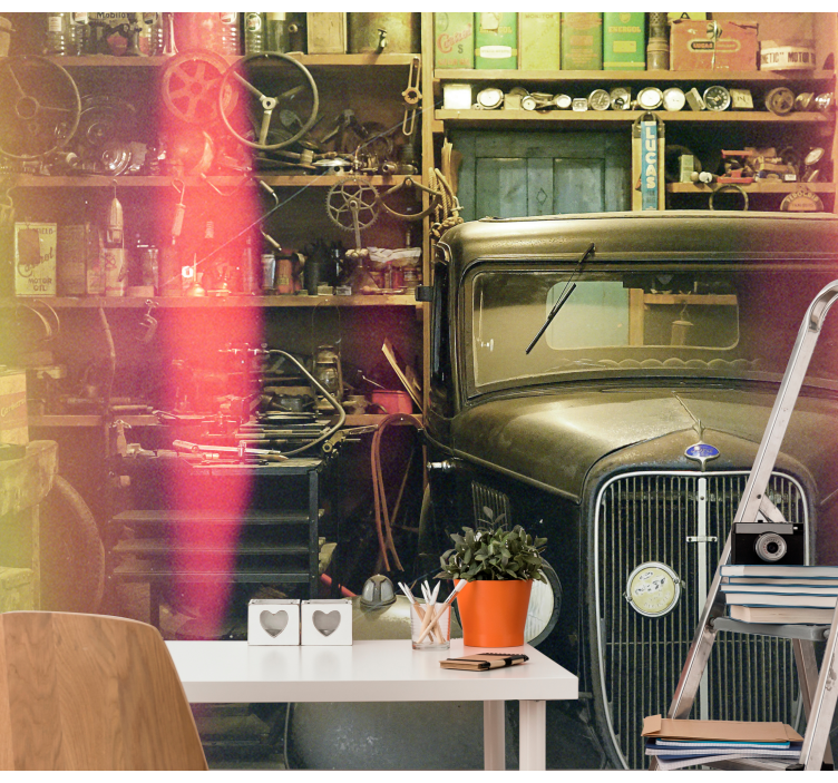Fotomural de coche Vehículo vintage en garaje - TenVinilo