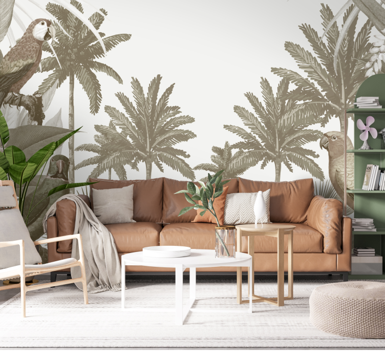 Mural de selva fauna tropical antigua - TenVinilo