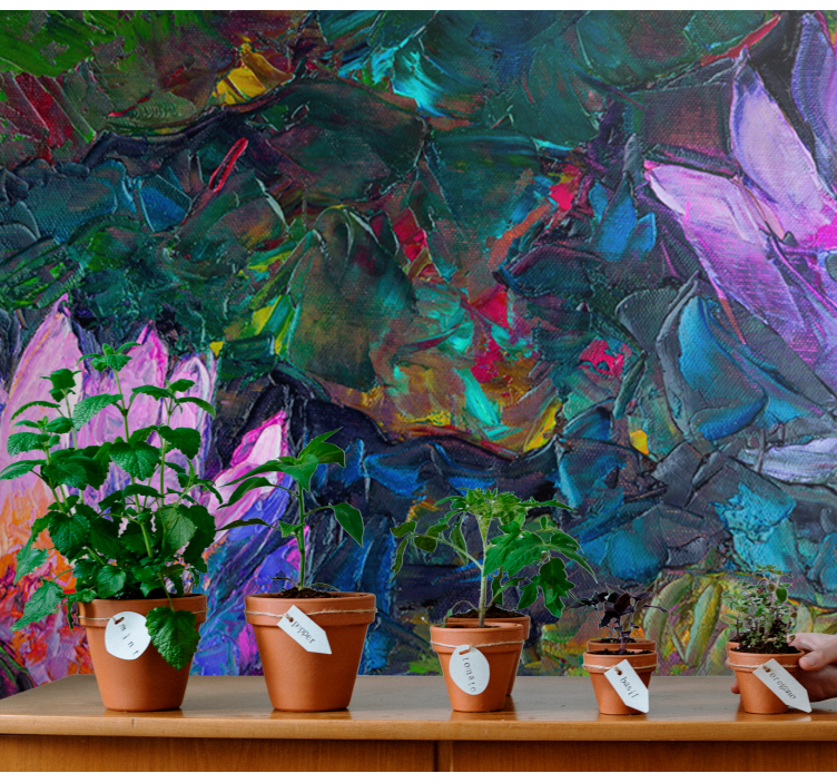 Fotomural flores Pintura al óleo de loto - TenVinilo