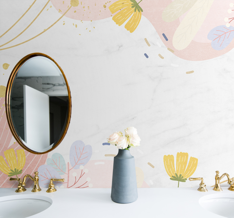 Fotomural naturaleza Hojas tropicales pastel abstractas - TenVinilo