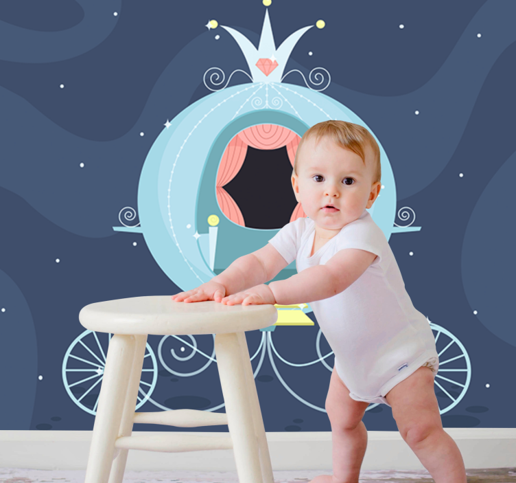 Mural infantil Carruaje mágico cuento de hadas - TenVinilo