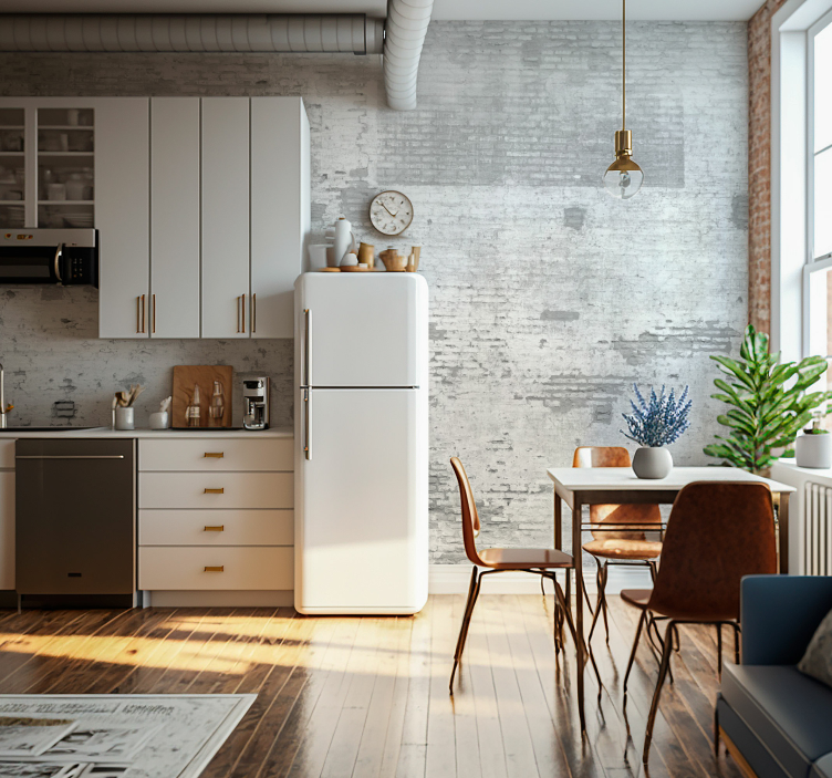 Fotomural imitación ladrillo muro viejo blanco - TenVinilo