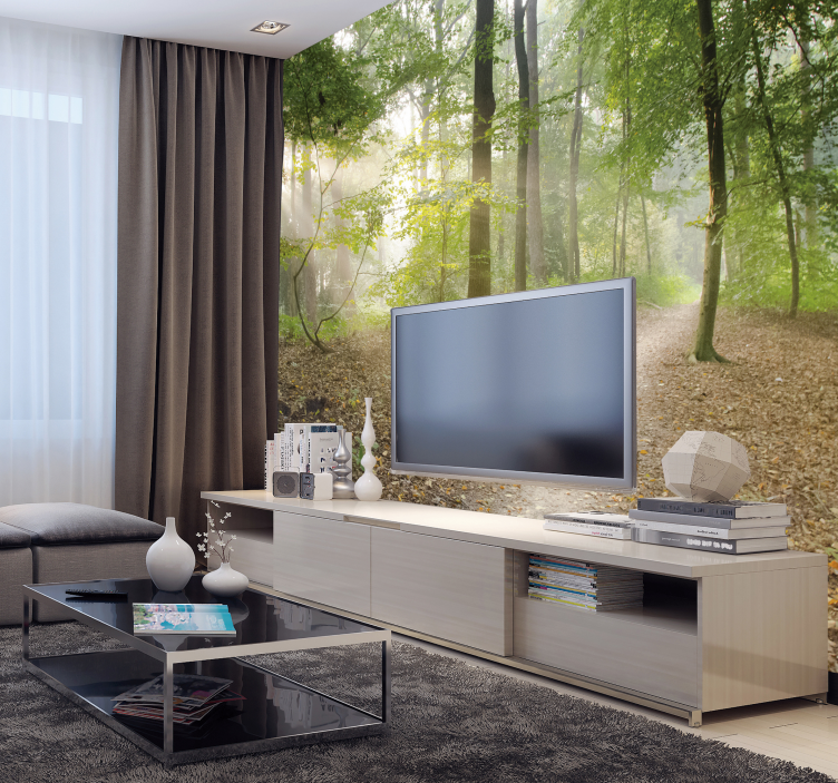 Fotomural paisaje bosque de pinos para salón - TenVinilo