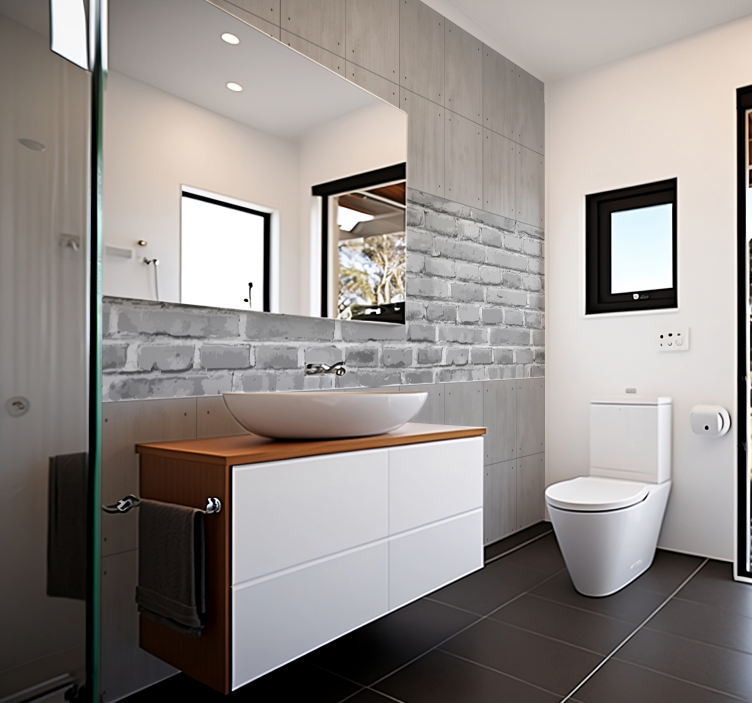 Fotomural baño paneles de concreto - TenVinilo