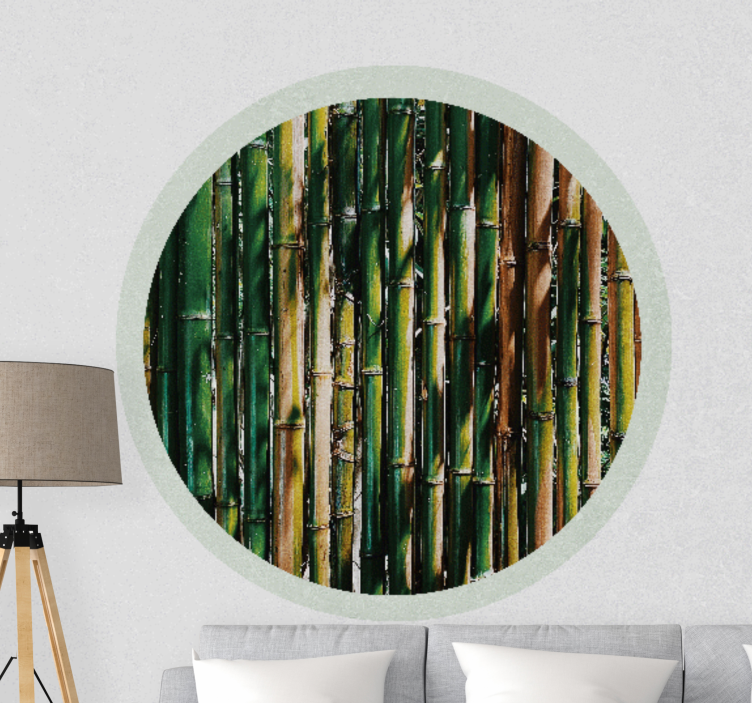 Mural para salón Bosque de bambú en círculo - TenVinilo