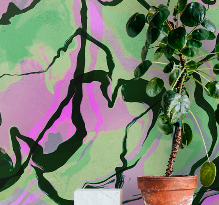 Mural abstracto composición de formas orgánicas - TenVinilo