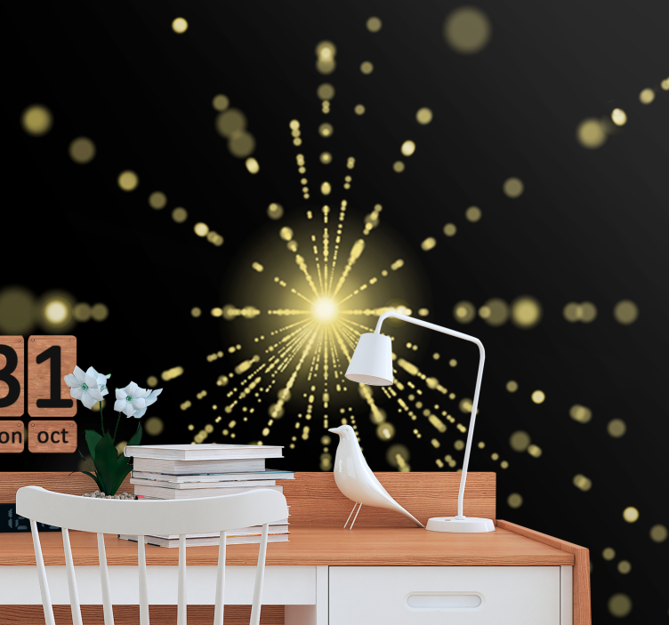 Mural abstracto estallido de luz radiante - TenVinilo