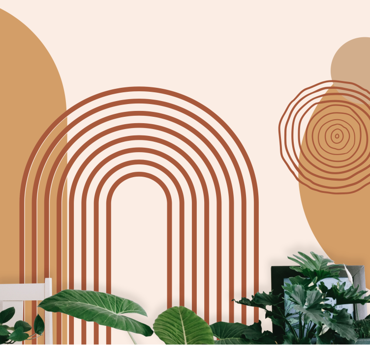 Mural abstracto líneas curvas geométricas - TenVinilo