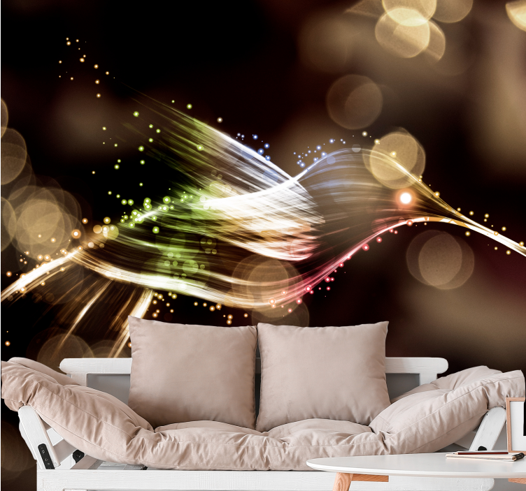 Mural abstracto olas de luz dinámicas - TenVinilo