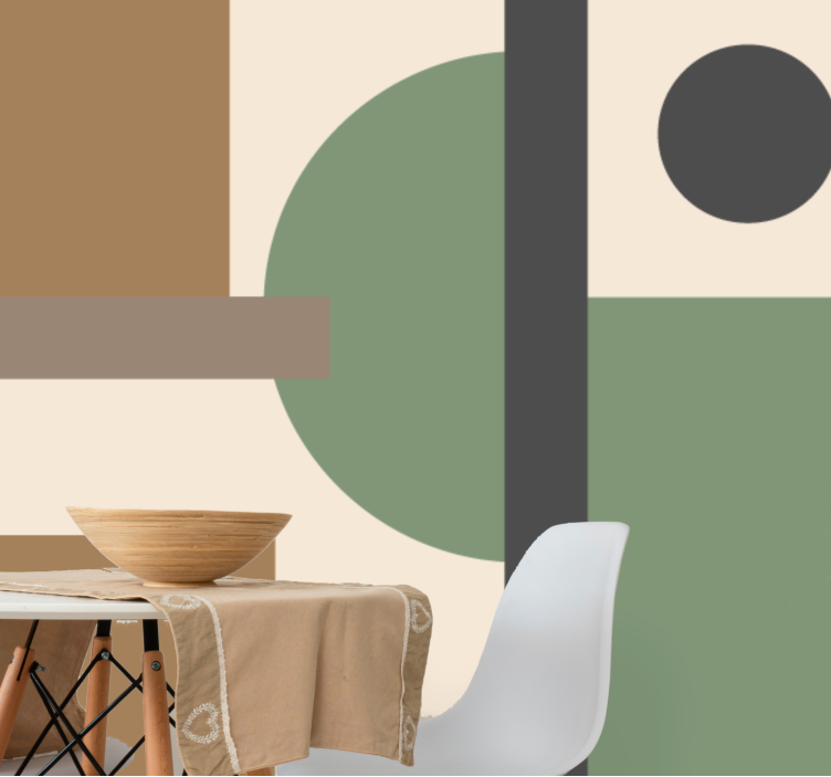 Mural abstracto organización de formas geométricas - TenVinilo