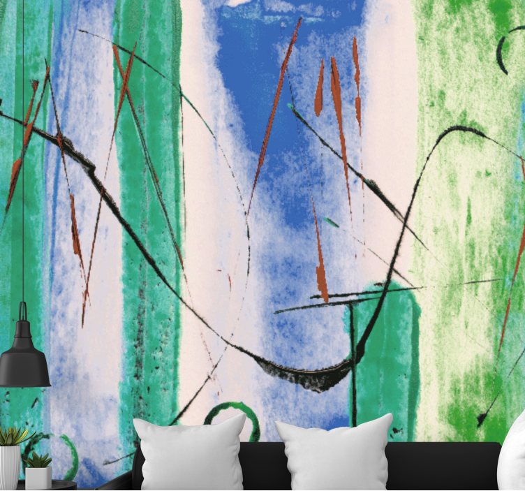 Mural abstracto patrón de líneas dinámicas - TenVinilo