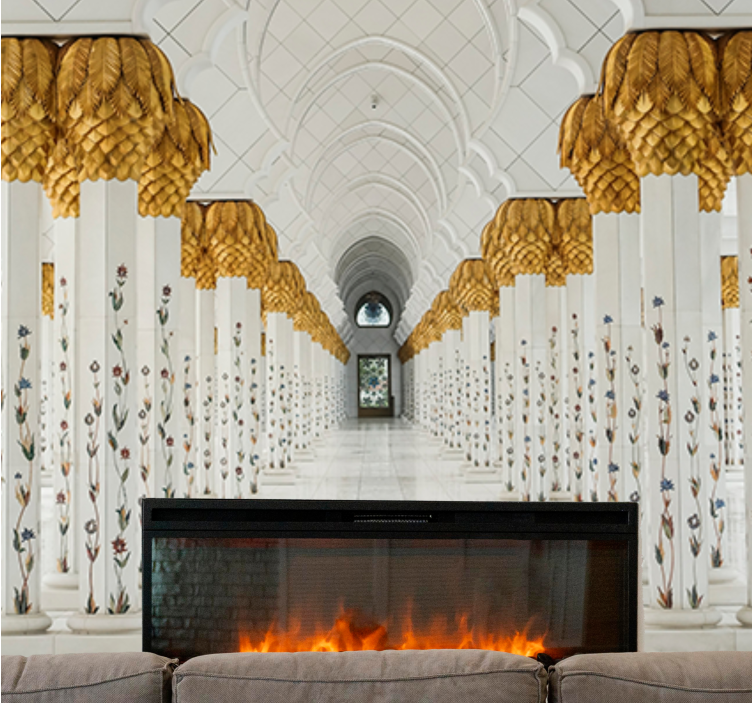 Mural africano foyer de columnas majestuosas - TenVinilo