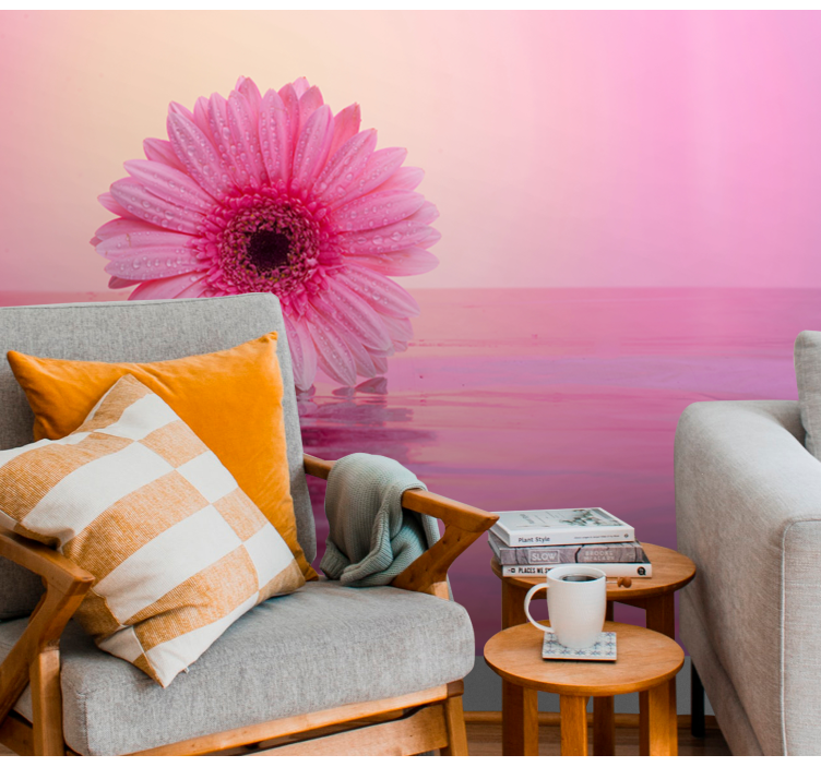 Mural amapolas reflejo de flor rosa - TenVinilo