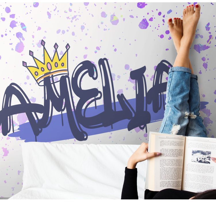 Fotomural arte urbano Niña pintada con una corona - TenVinilo