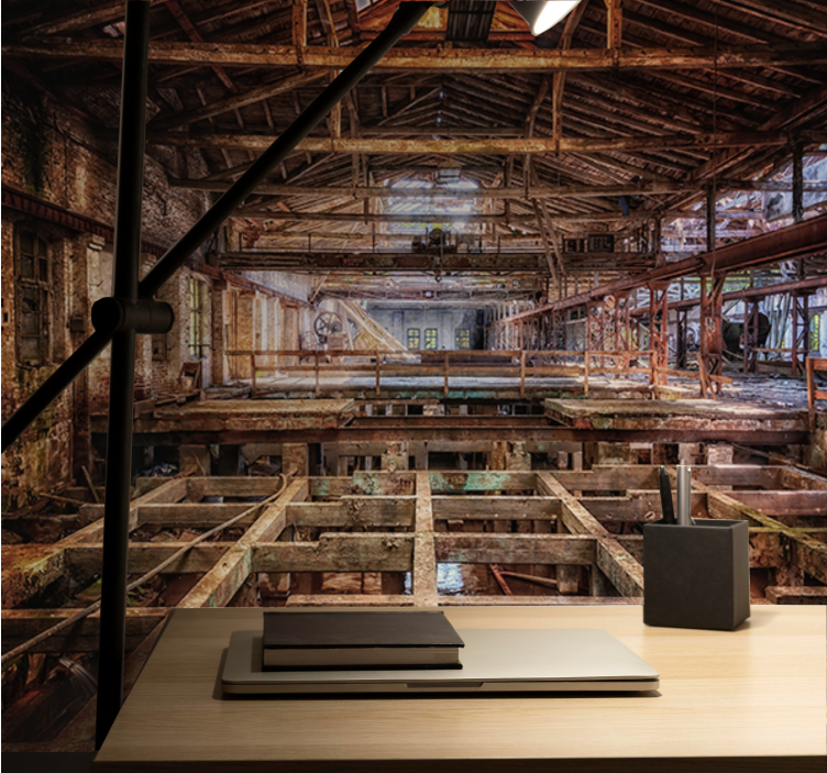 Mural ciudad espacio industrial abandonado - TenVinilo