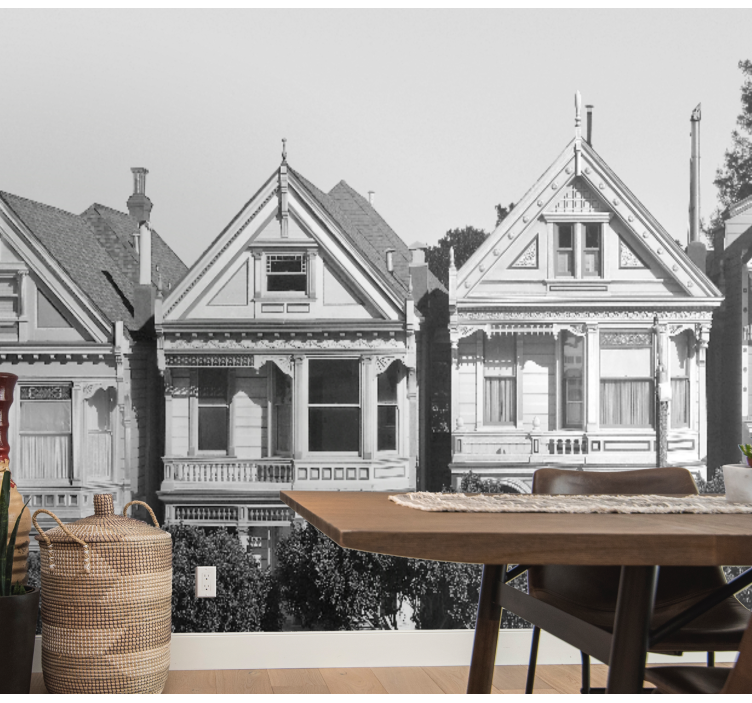 Mural ciudad hilera de casas victorianas - TenVinilo