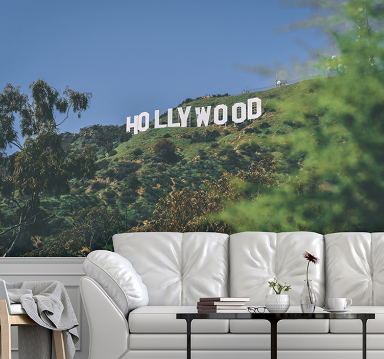Mural ciudad paisaje del cartel de hollywood - TenVinilo