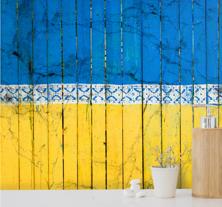 Mural ciudad patrón de tablones de madera - TenVinilo