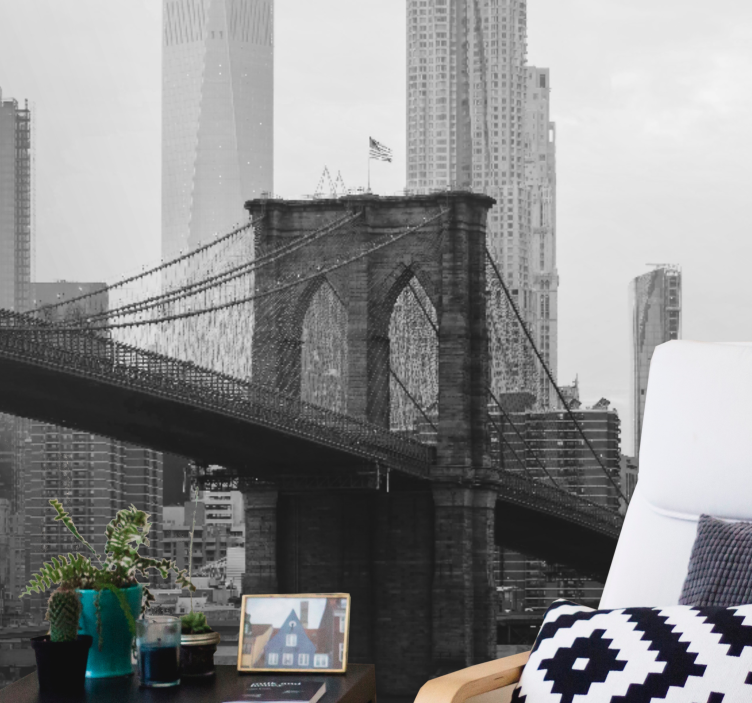 Mural ciudad silueta puente de brooklyn - TenVinilo