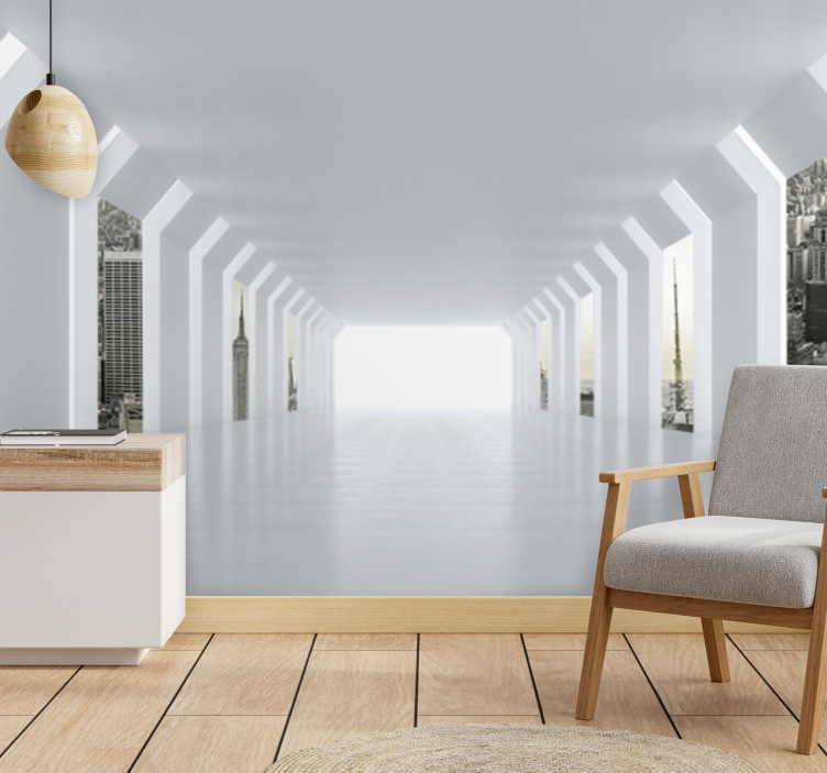 Mural ciudad vista de ciudad futurista - TenVinilo