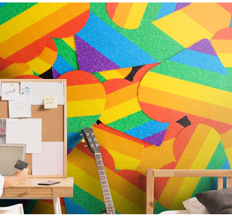 Mural de amor patrones de corazones coloridos - TenVinilo