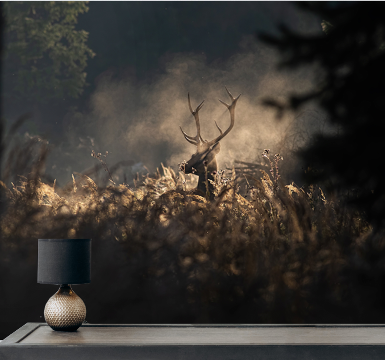 Mural de animales ciervo real contorno - TenVinilo