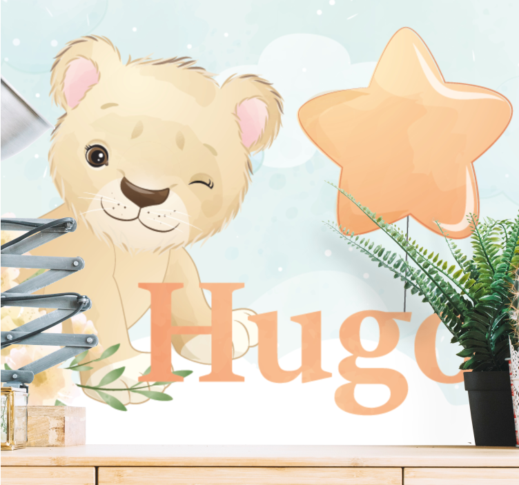 Mural de animales personaje de león tierno - TenVinilo