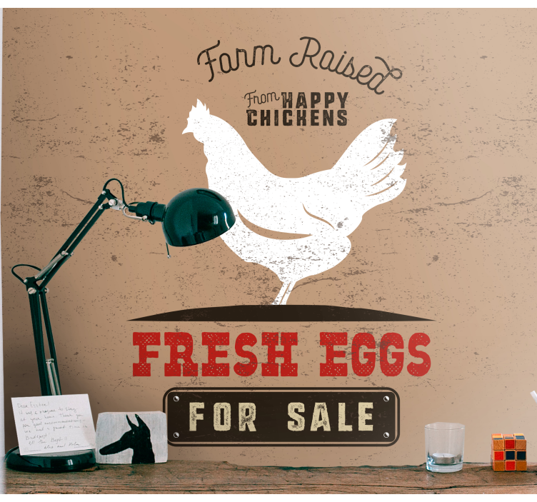 Mural de animales pollos frescos de granja - TenVinilo