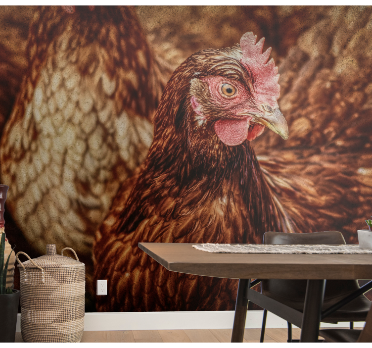 Mural de animales retrato de pollo rústico - TenVinilo