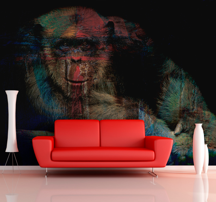 Mural de animales rostro misterioso de primate - TenVinilo