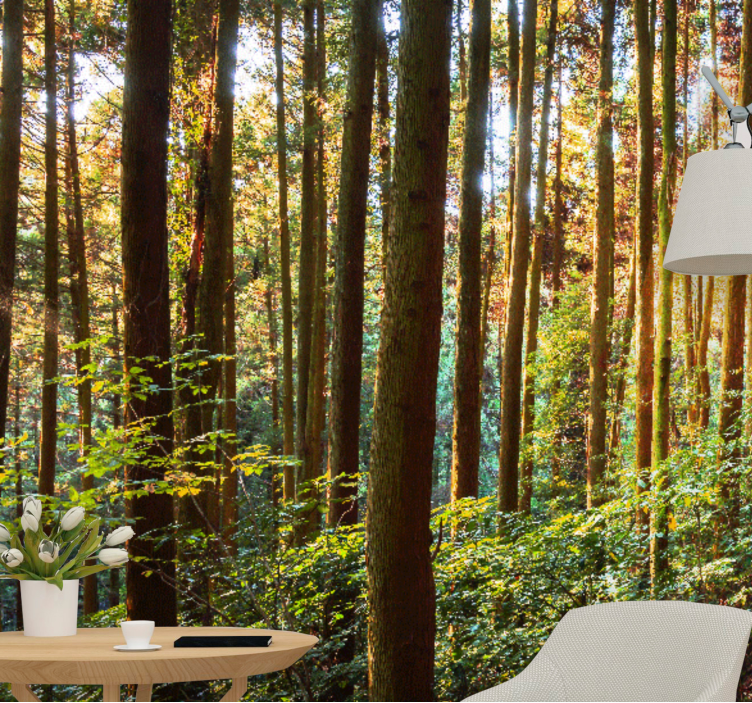 Mural de bosque bosque verde exuberante - TenVinilo