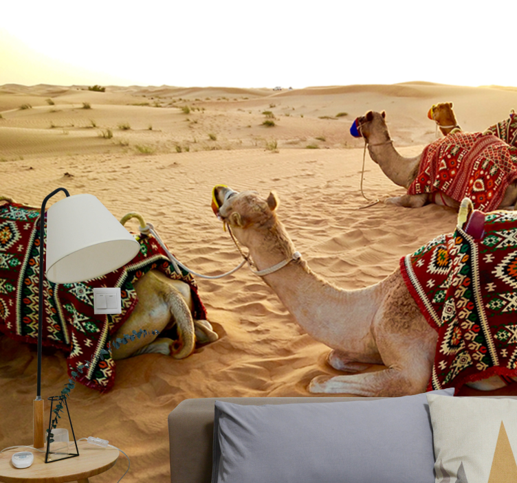 Mural de desierto camellos en el desierto - TenVinilo