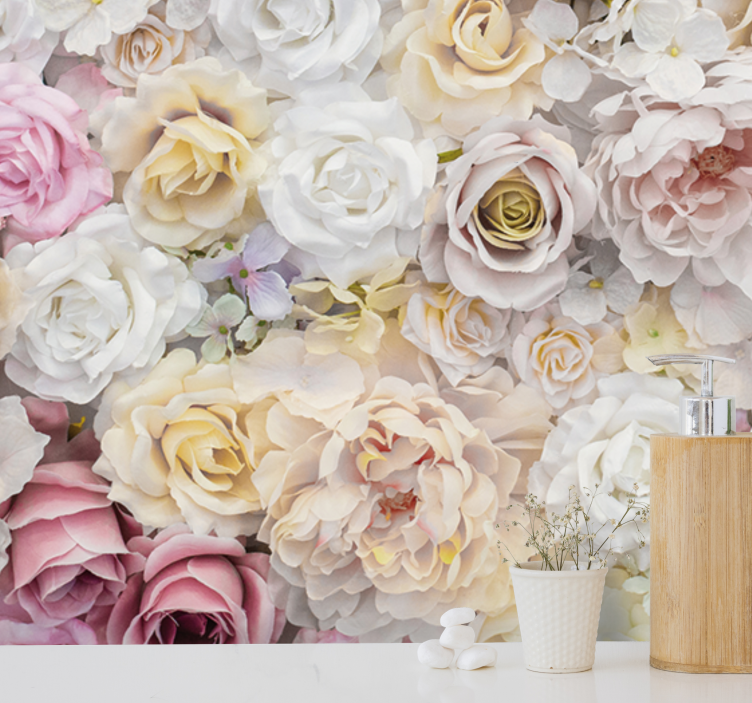 Mural de flores composición de rosas elegantes - TenVinilo