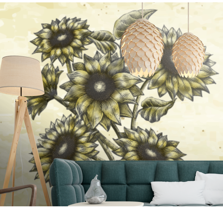 Mural de flores composición floral de girasoles - TenVinilo